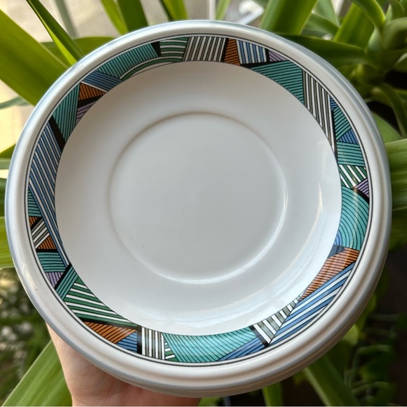 Christopher Stuart Geometric Ceramic Saucer Plates Y2321 - Picture 4 of 8